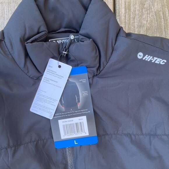 Hi-Tec Dri Tec Men’s Jacket New Puffer Full zip Coat Large Black - Picture 8 of 15